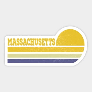 Retro Massachusetts Vintage Sunset Stripes Sticker